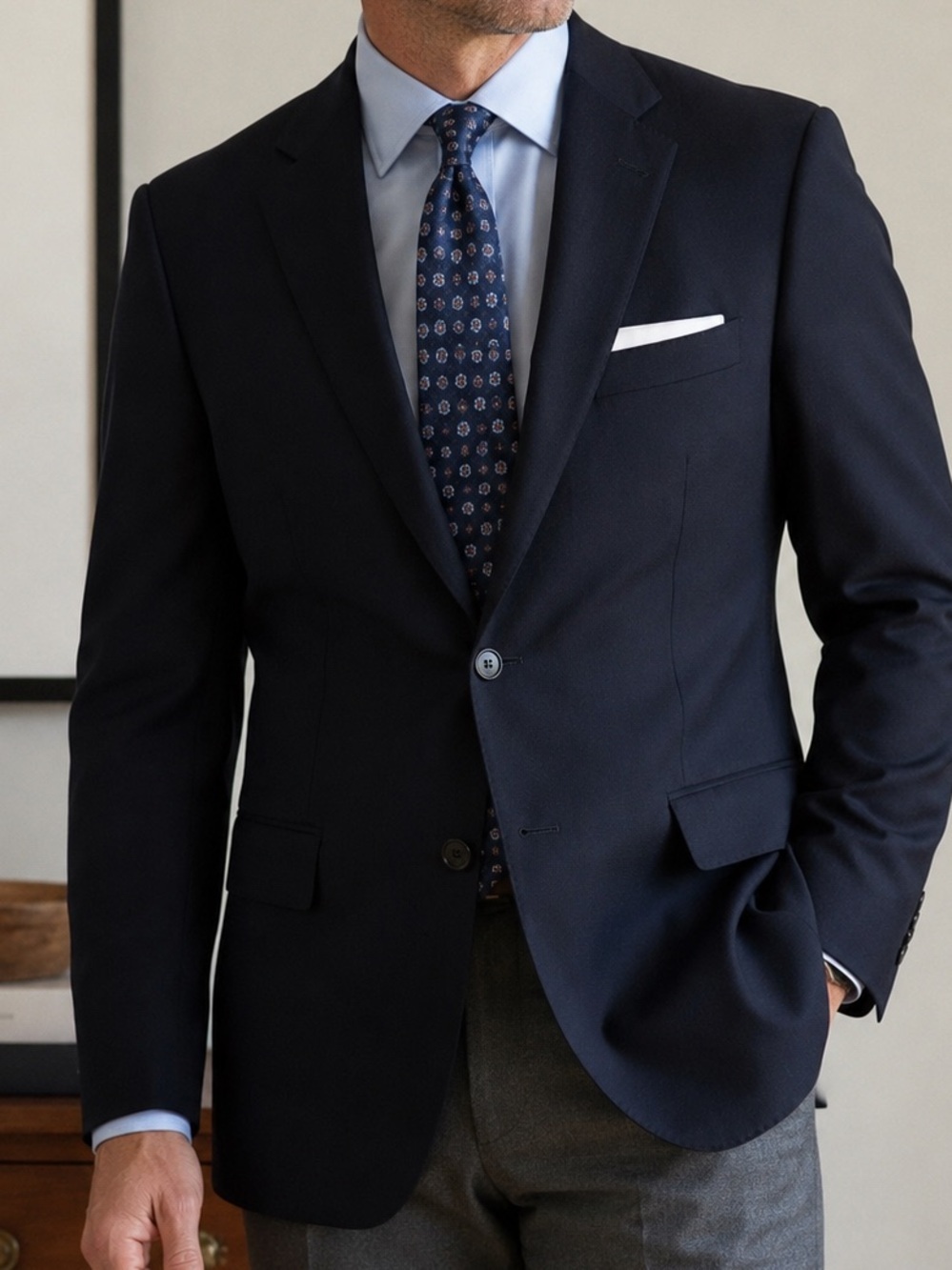 Samuelsohn Andrisen Morton Super 100s Wool Navy Sport Coat Blazer 39L,40R Canada